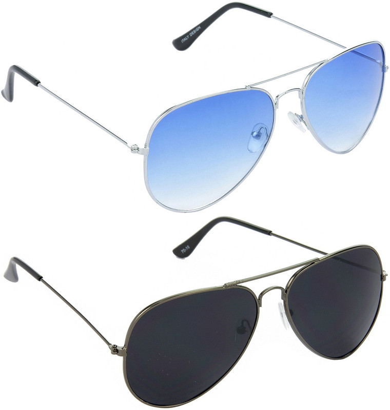 Hrinkar Aviator Sunglasses(Blue, Black)