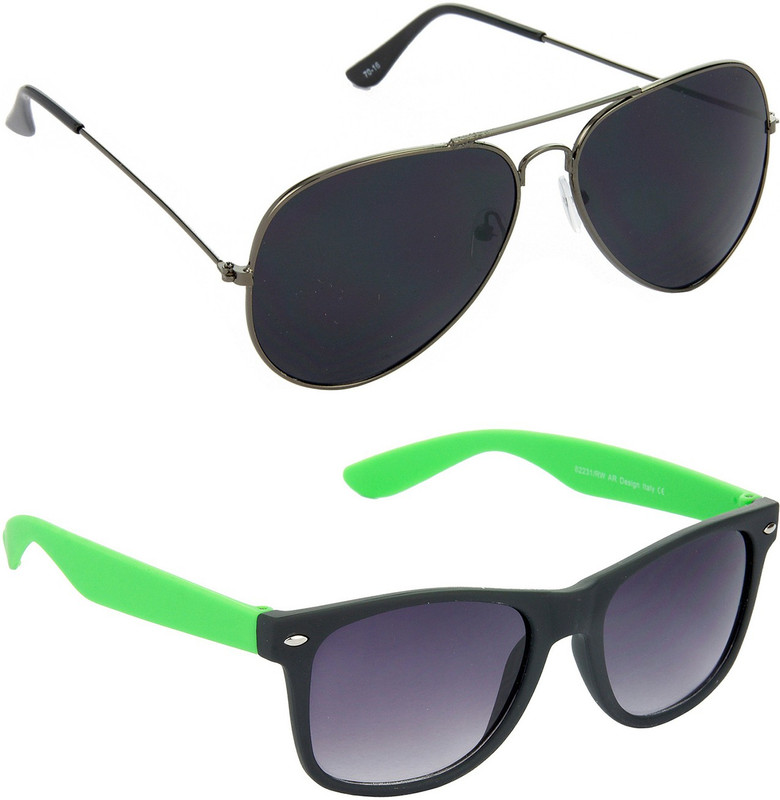 Hrinkar Aviator Sunglasses(Black, Grey)