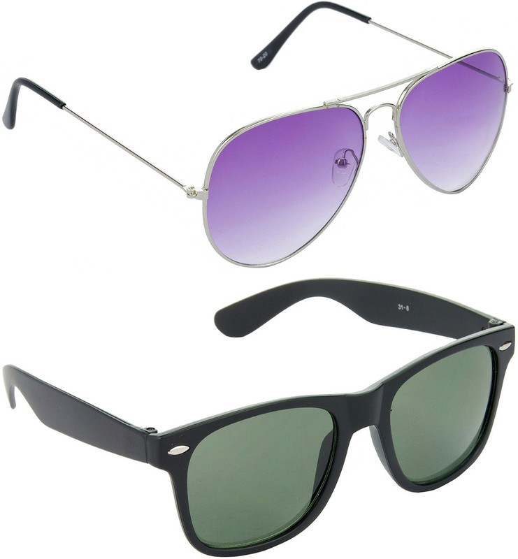 Hrinkar Aviator Sunglasses(Violet, Green)