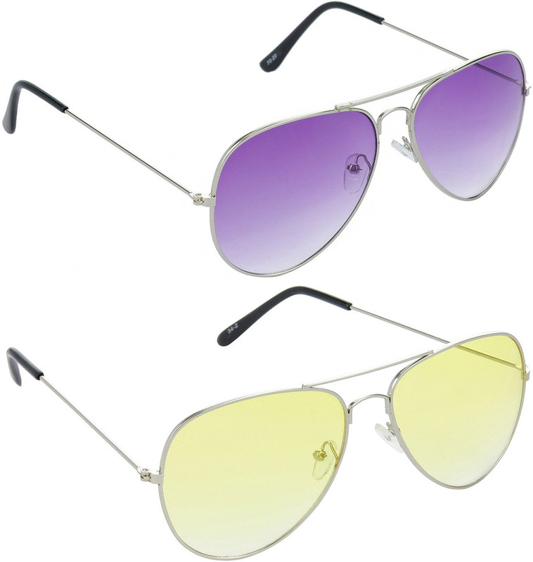 Hrinkar Aviator Sunglasses(Violet, Yellow)