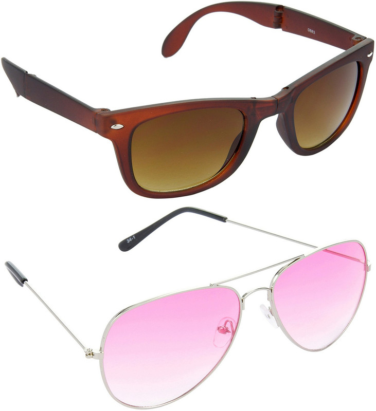 Hrinkar Wayfarer Sunglasses(Brown, Pink)