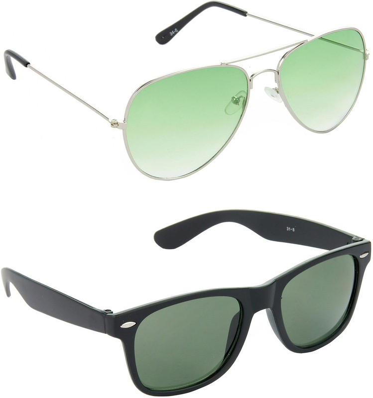 Hrinkar Aviator Sunglasses(Green, Green)