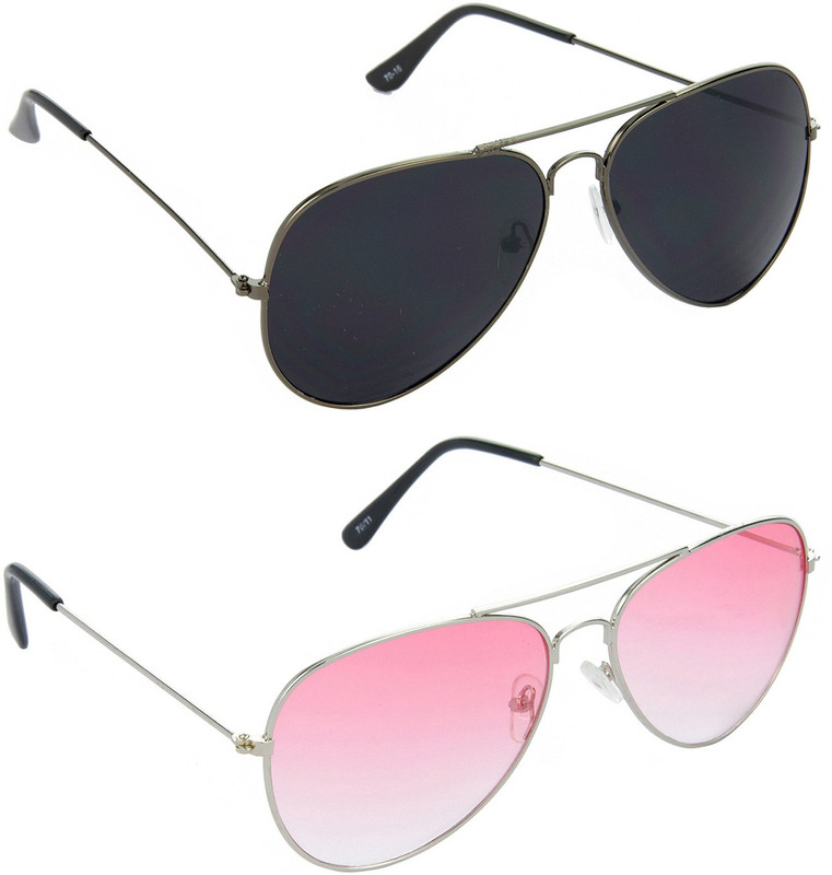 Hrinkar Aviator Sunglasses(Black, Red)