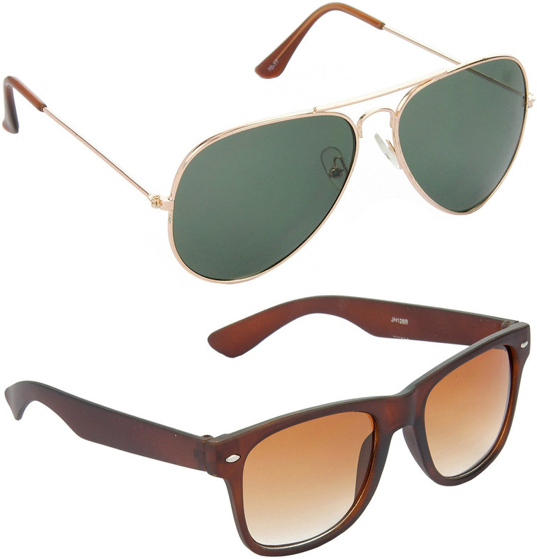 Hrinkar Aviator Sunglasses(Green, Brown)