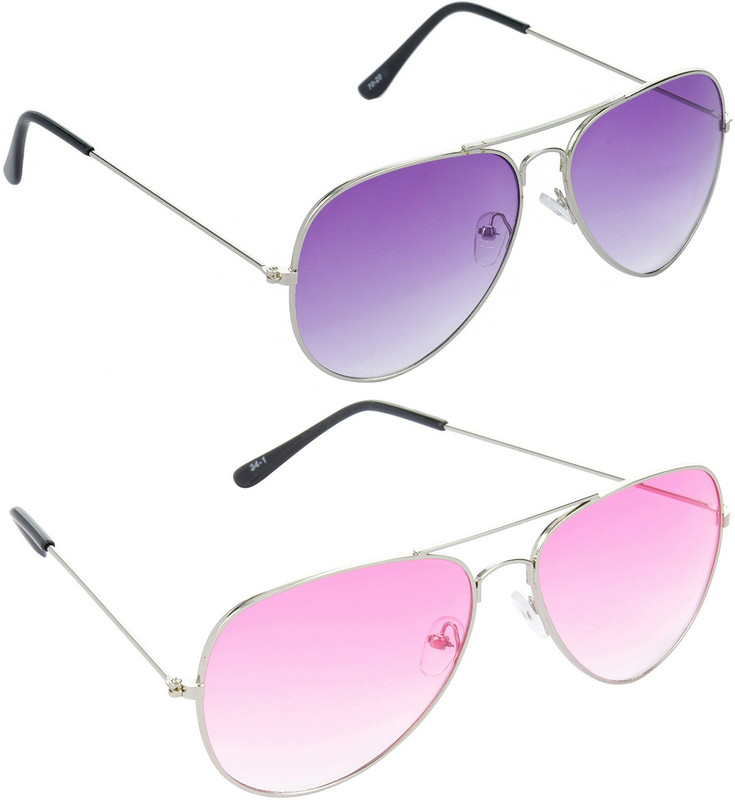 Hrinkar Aviator Sunglasses(Violet, Pink)