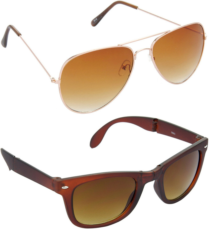 Hrinkar Aviator Sunglasses(Brown, Brown)