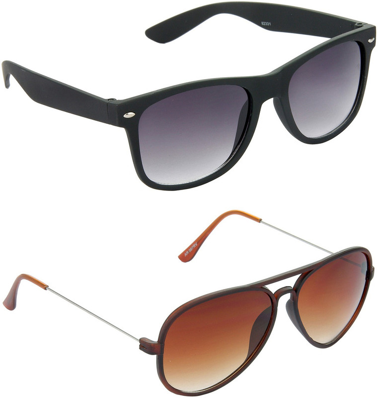Hrinkar Wayfarer Sunglasses(Grey, Brown)