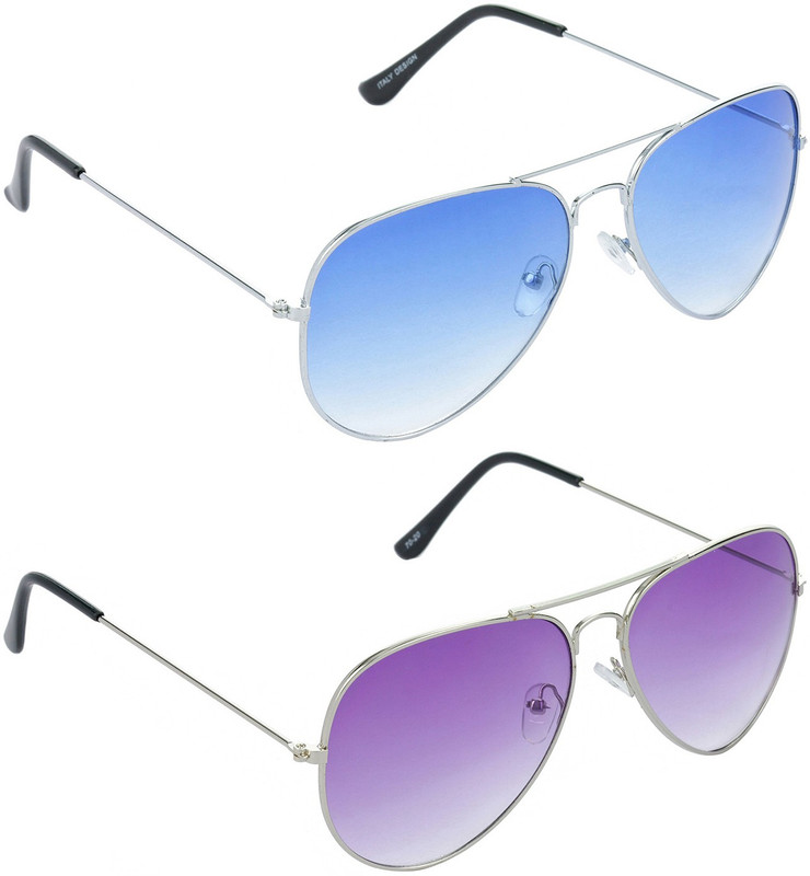 Hrinkar Aviator Sunglasses(Blue, Violet)