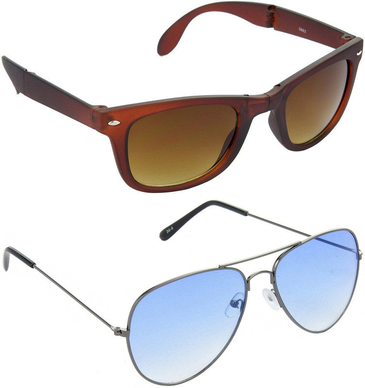 Hrinkar Wayfarer Sunglasses(Brown, Blue)