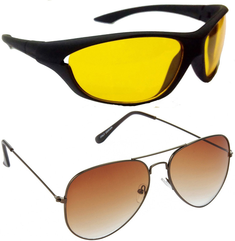 Hrinkar Sports Sunglasses(Yellow, Brown)