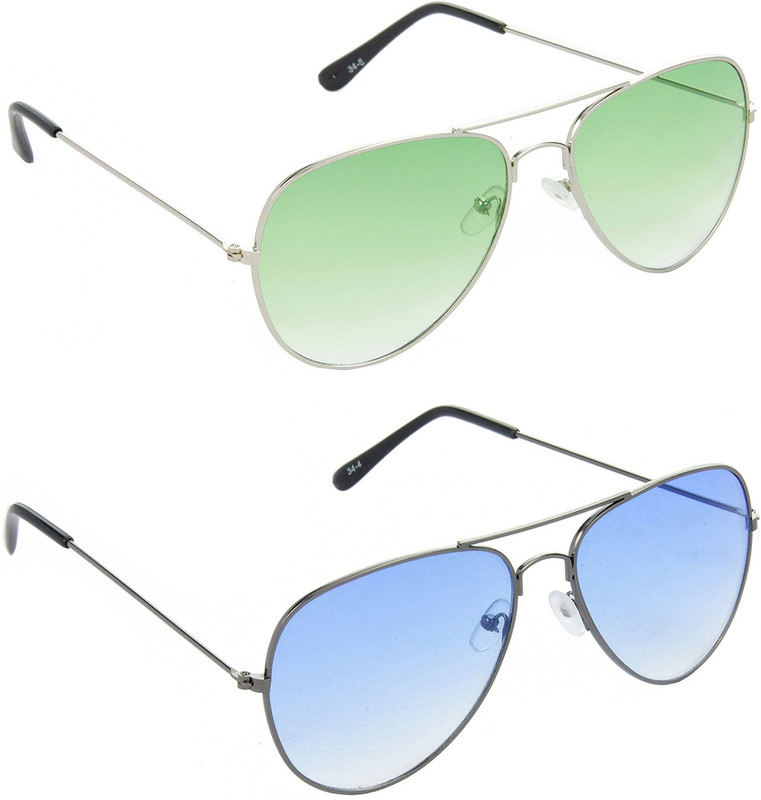 Hrinkar Aviator Sunglasses(Green, Blue)