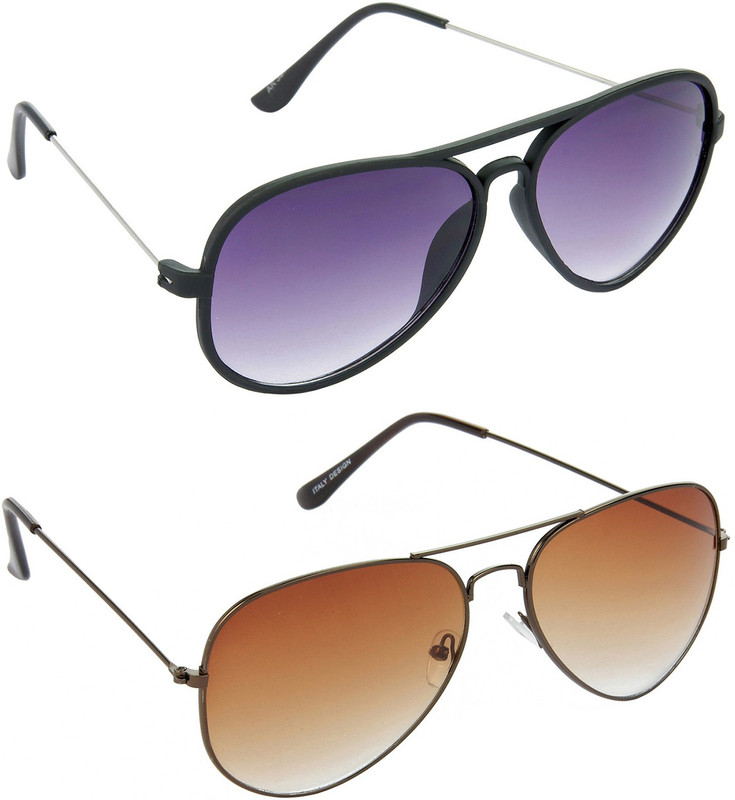 Hrinkar Aviator Sunglasses(Grey, Brown)