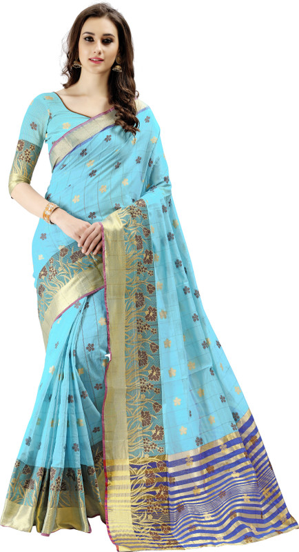 onlinefayda Printed Fashion Art Silk Saree(Blue)