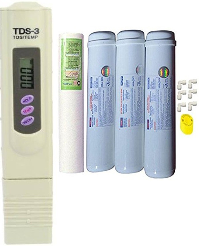xisom RO Inline Filter Set Healthy 2 x Carbon Filter + 1 x Sediment Filter + 6 x Elbow Connectors +1* TDS METER 1 x Teflon Tape + 1* SPUN for Water Purifier RO Service Kit Solid Filter Cartridge(5, Pack of 1)
