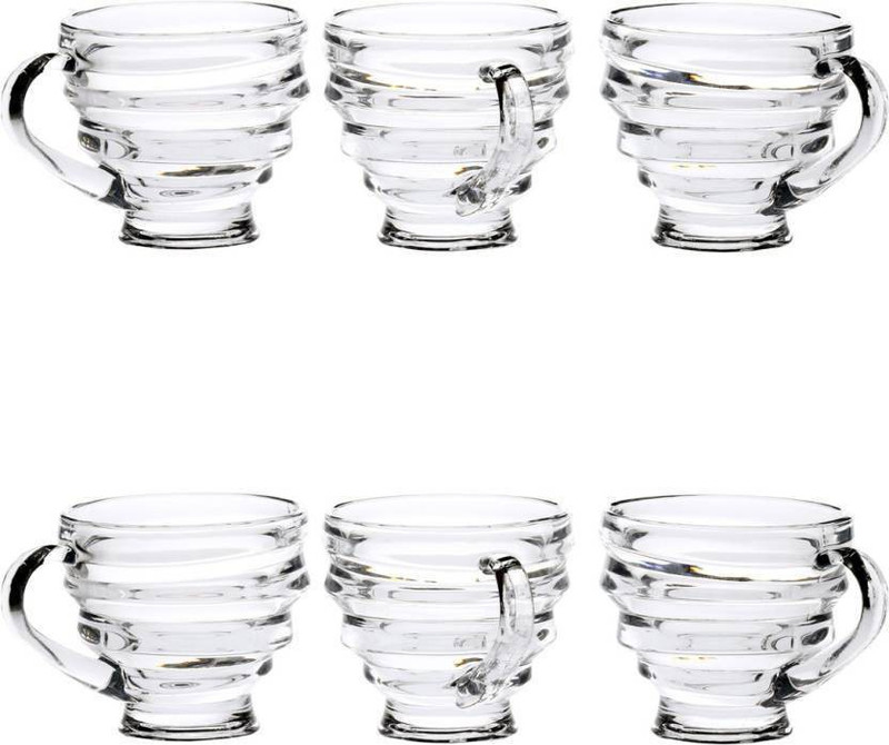 skykey tableware transparent glass spiral cups Glass(Clear, Pack of 6)