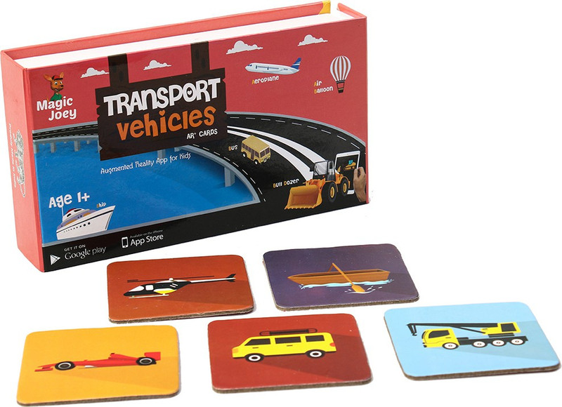 augment works Magic Cards Transport Vehicles - 3D Augmented Reality Flash Cards for kids of age 1-4 years(Red)