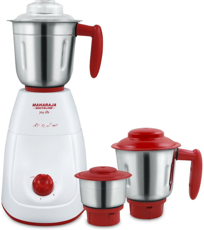 Maharaja Whiteline MX-154 JOY DLX 750 W Mixer Grinder(WHITE & RED, 3 Jars)