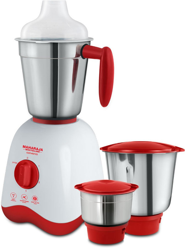 Maharaja Whiteline MX- 162 Convenio (mx-162) 500 W Mixer Grinder(White and Red, 3 Jars)