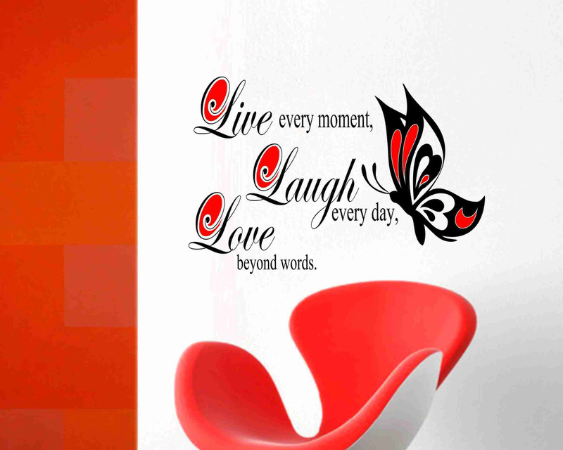 rng Medium Super Adhesive beautifull butterfly live every moment  Sticker(Pack of 1)