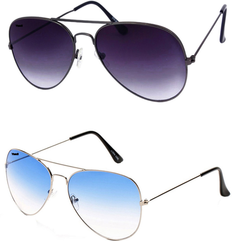 Yaadi Aviator Sunglasses(Black, Blue)
