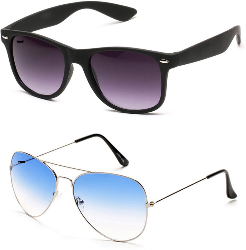 Yaadi Aviator, Wayfarer Sunglasses(Violet, Blue)