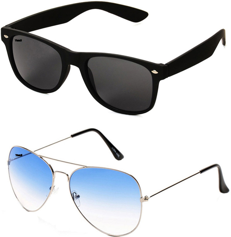 Yaadi Aviator, Wayfarer Sunglasses(Black, Blue)