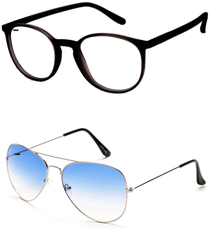 Yaadi Aviator, Cat-eye Sunglasses(Clear, Blue)