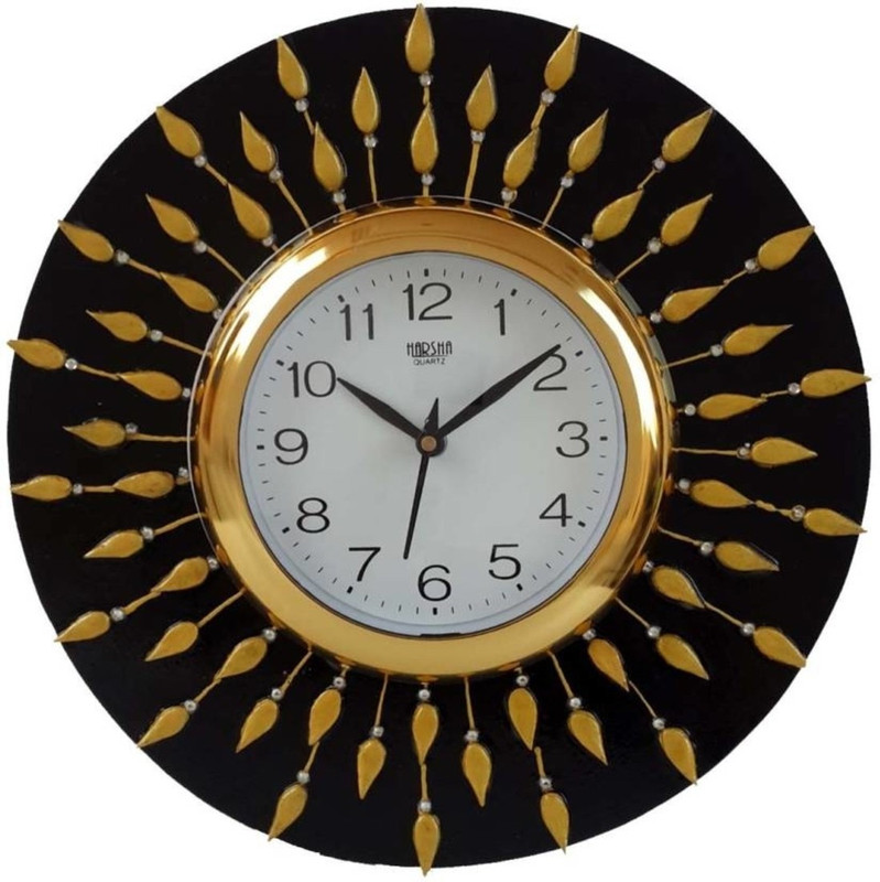 pawanhandicrafts Analog 30.48 cm X 30.48 cm Wall Clock(Black, With Glass)