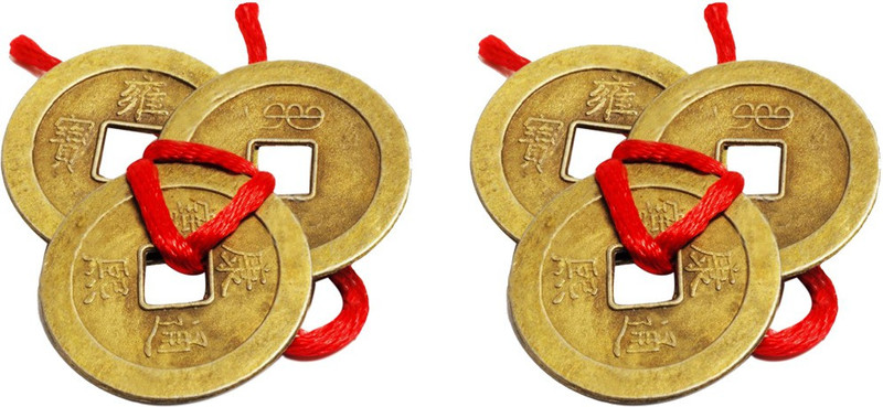 ratnatraya Combo Set of Two Feng Shui Three Chinese Lucky Coins For Wealth and Good Luck Decorative Showpiece  -  2.5 cm(Bronze, Copper)