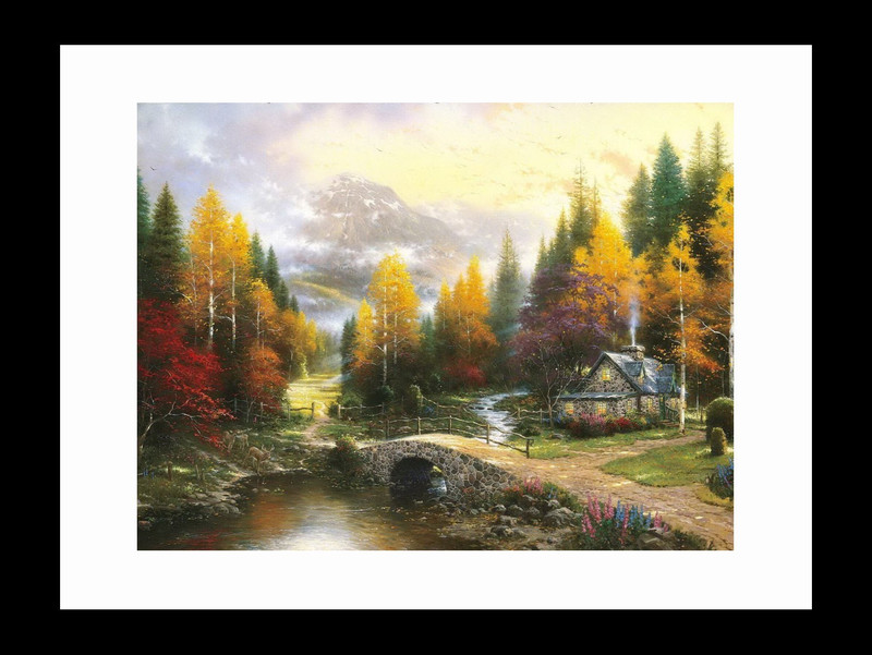 ravgar Scenic beauty of nature- A hut Near the River Painting Canvas Painting Wall Art [16 x 20 inch] Framed Cotton Fine Grain Primed Canvas Board (Set of 1)(Multicolor)