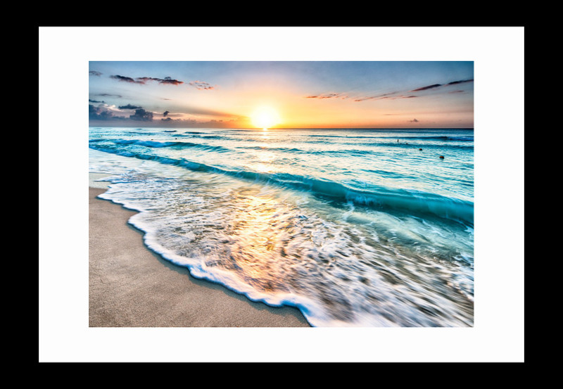 ravgar Sunrise over the Beach Canvas Painting Wall Art [16 x 20 inch] Framed Cotton Fine Grain Primed Canvas Board (Set of 1)(Multicolor)
