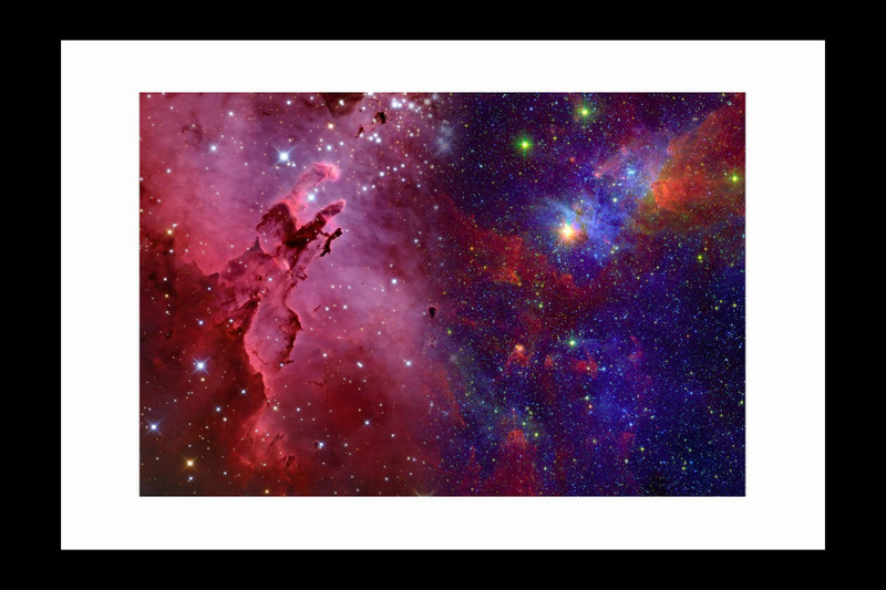 ravgar Modern Landscape "Cosmic Sky" Canvas Painting Wall Art [16 x 20 inch] Framed Cotton Fine Grain Primed Canvas Board (Set of 1)(Multicolor)