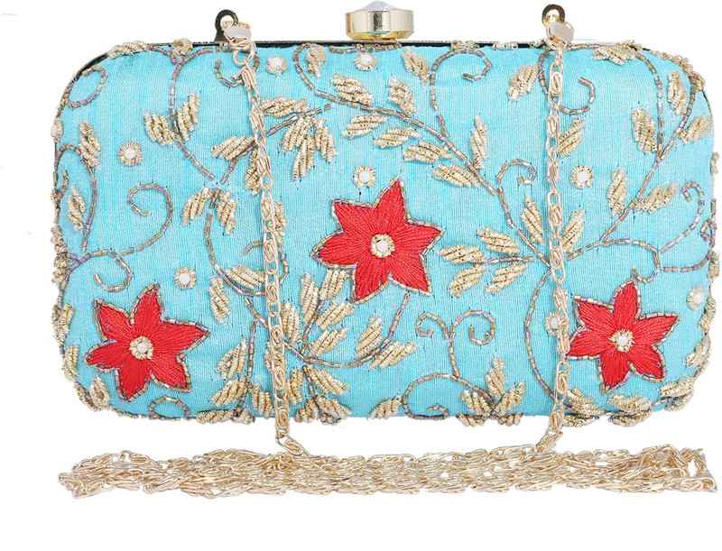 Ambbi Collections Party Blue Clutch