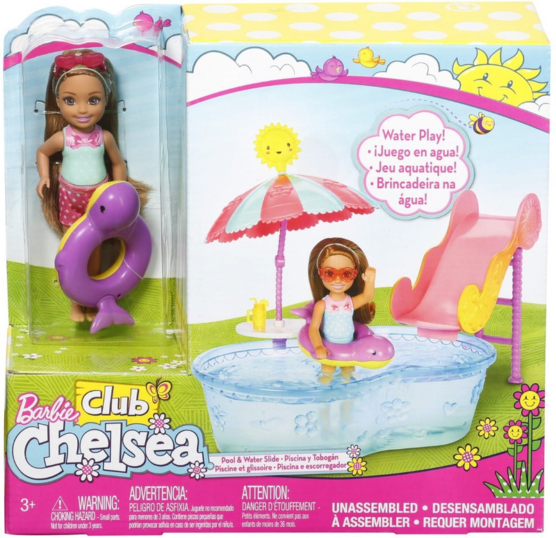 Barbie Club Chelsea Pool And Water Slide Multicolor Lowest Price