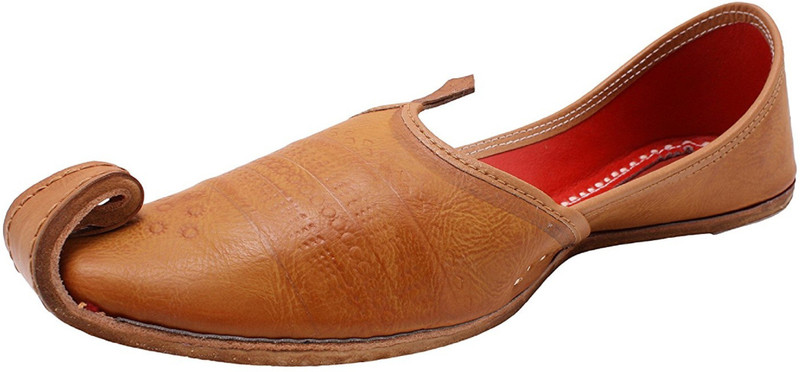 shopeetown Rajwadi Camel Leather Punjabi Khussa Shoes Mojari for Men Mojaris For Men(Brown)