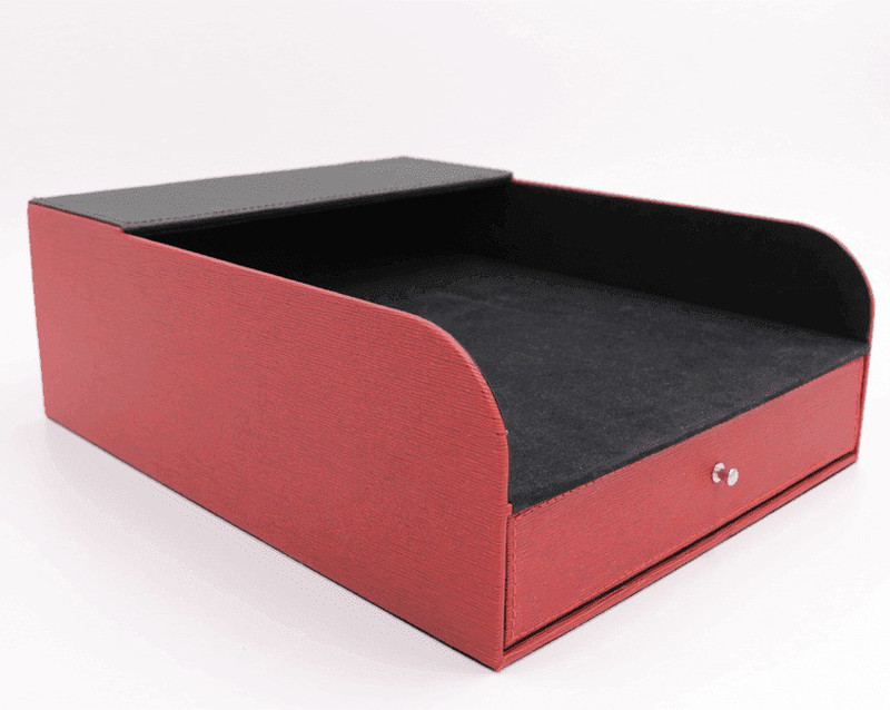 artikle 1 Compartments Leather Letter Tray(Red)