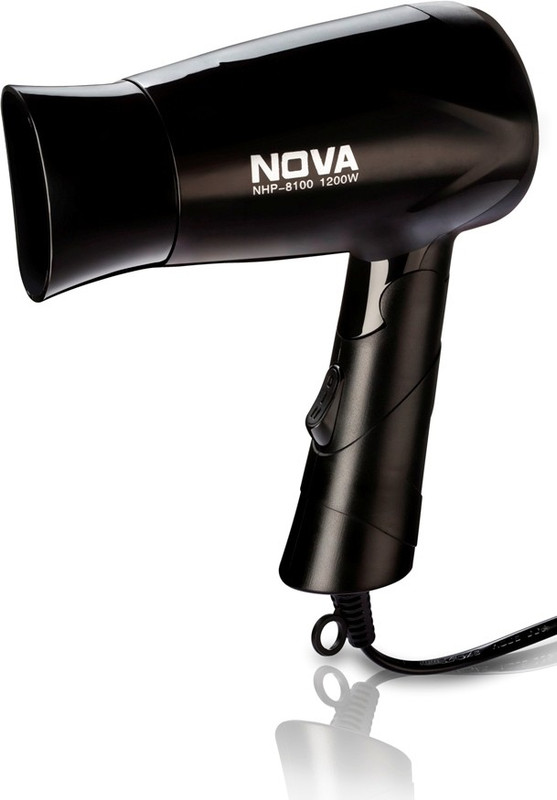 Nova Silky Shine 1200 W Hot And Cold Foldable NHP 8100 Hair Dryer(Black) RS.399 (52.00% Off) - Flipkart