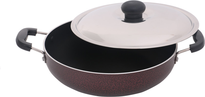 cheftain Kada-Kadai Premium Induction Base Kadai with Lid Kadhai 24 cm with Lid(Aluminium, Non-stick, Induction Bottom)