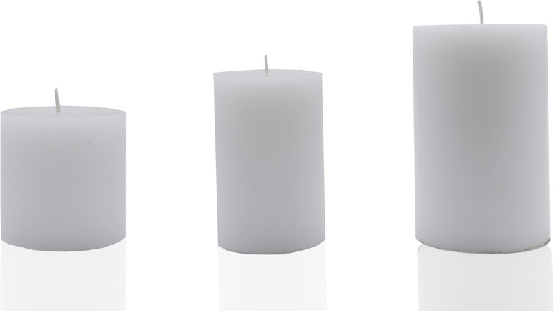 ivox Pure Paraffin Wax Smokeless Scented Cylinderical Pillar Candles Candle(White, Pack of 3)