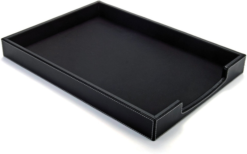 artikle 1 Compartments Leather Letter Tray(Black)