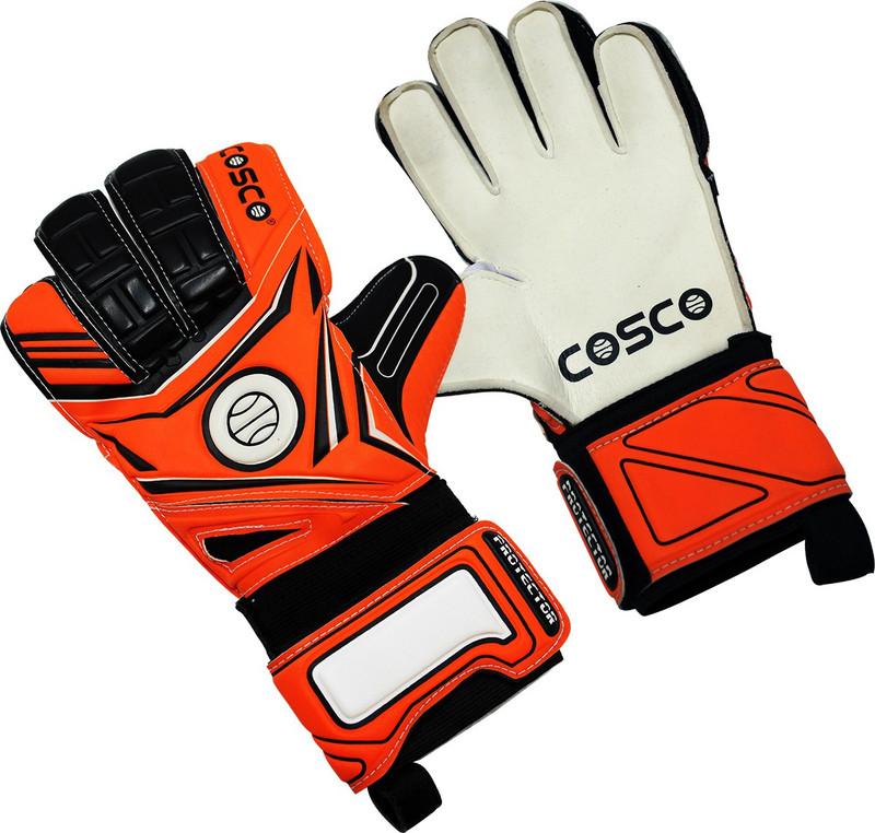 Cosco Protector Goalkeeping Gloves (L, White, Orange, Black)