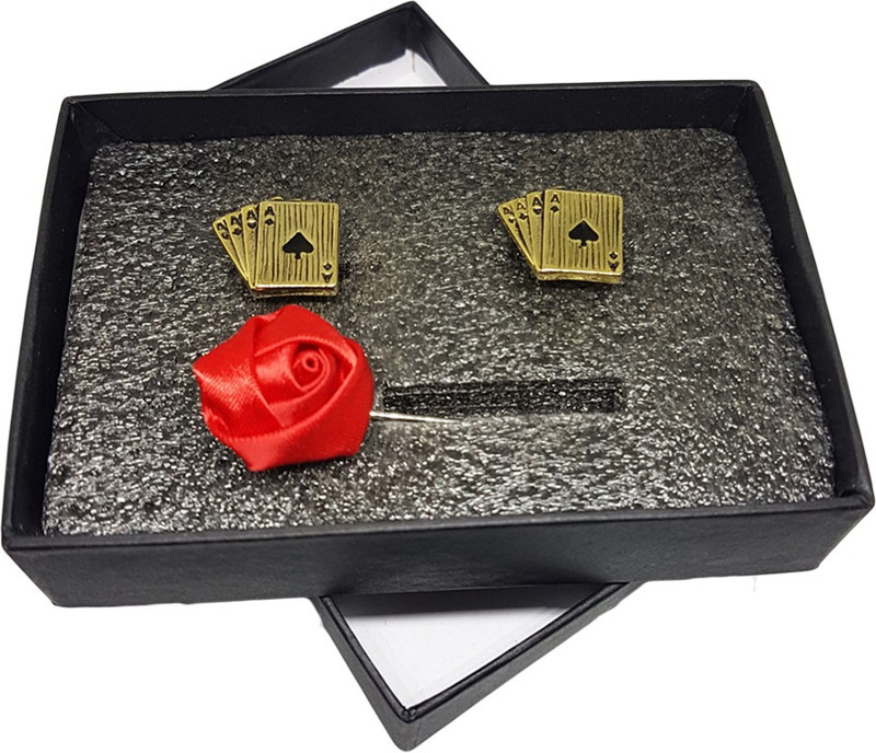 bezel Brass Cufflink Set(Gold)