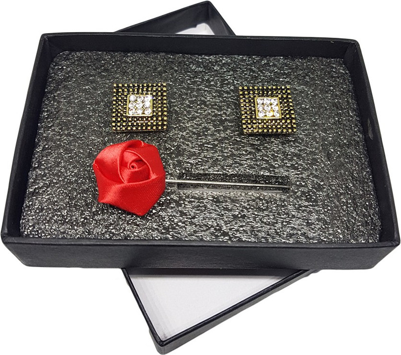 bezel Brass Cufflink Set(Gold)