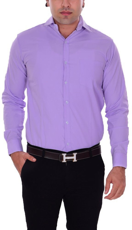 the rich clothing Men Solid Formal Light Blue Shirt