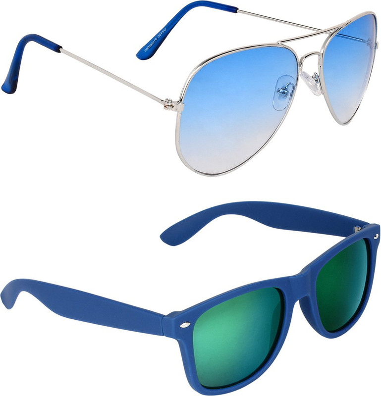 Zyaden Aviator, Wayfarer Sunglasses(Blue, Multicolor)