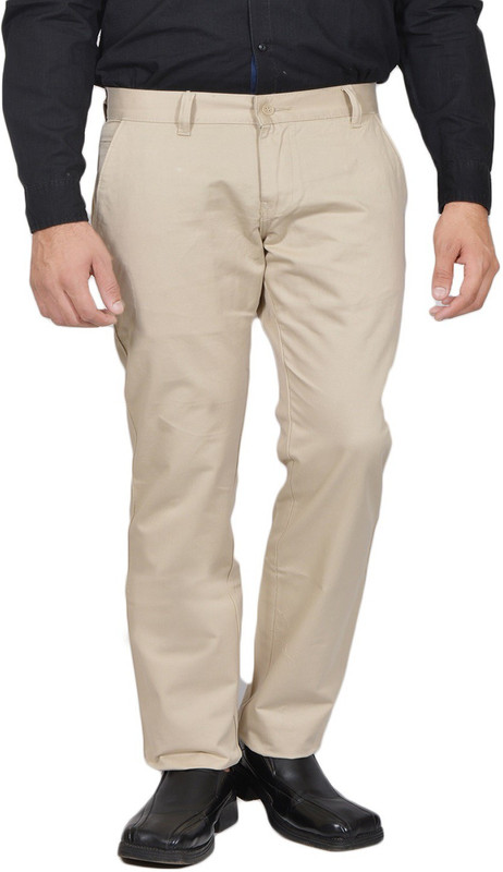 Allen Martin Regular Fit Men Cream Trousers