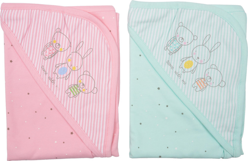 Zero Printed, Solid Single Hooded Baby Blanket(Cotton, Pink, Blue) Zero Printed, Solid Single Hooded Baby Blanket(Cotton, Pink, Blue)