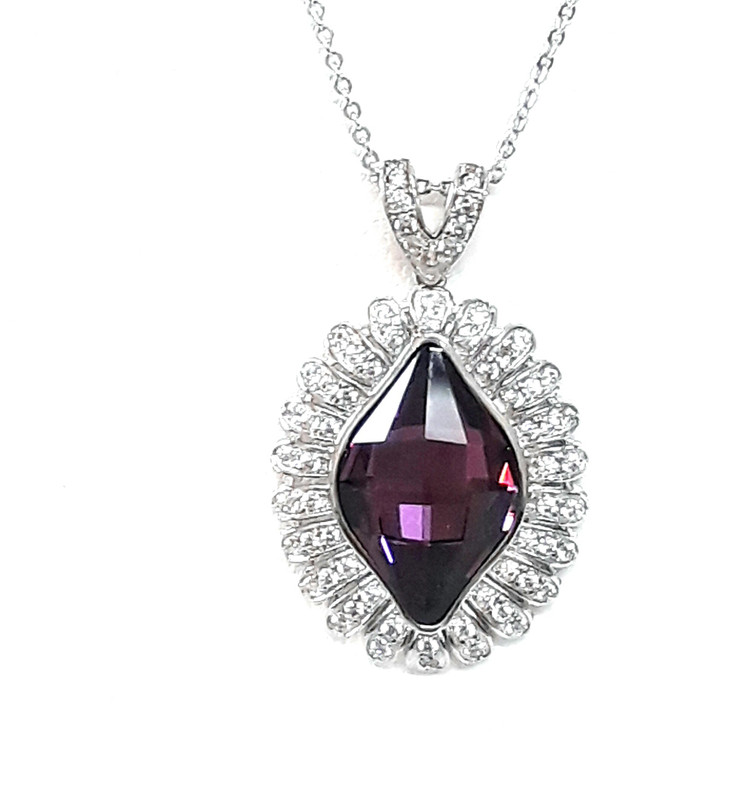 sparkle jewels Swarovski crystals pendants with AAA cubic zirconia gemstones and 22k white gold plating for women and girls Gold-plated Swarovski Crystal Copper Pendant