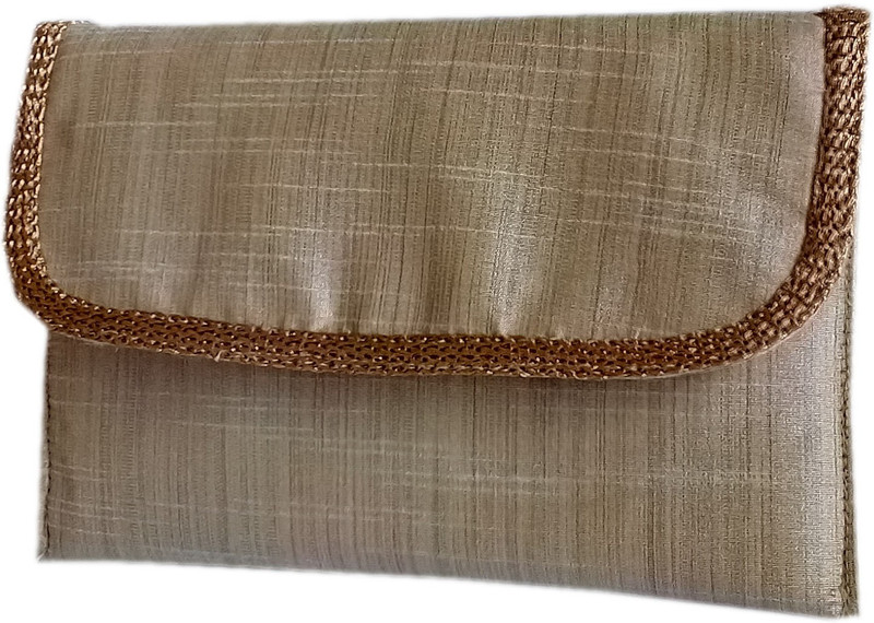 auk Women's Designer Silk Hand Purse Pouch(Beige)