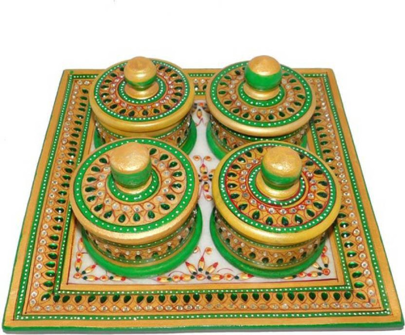 ajmera sales marble dryfruit tray Decorative Showpiece  -  8 cm(Marble, Multicolor)